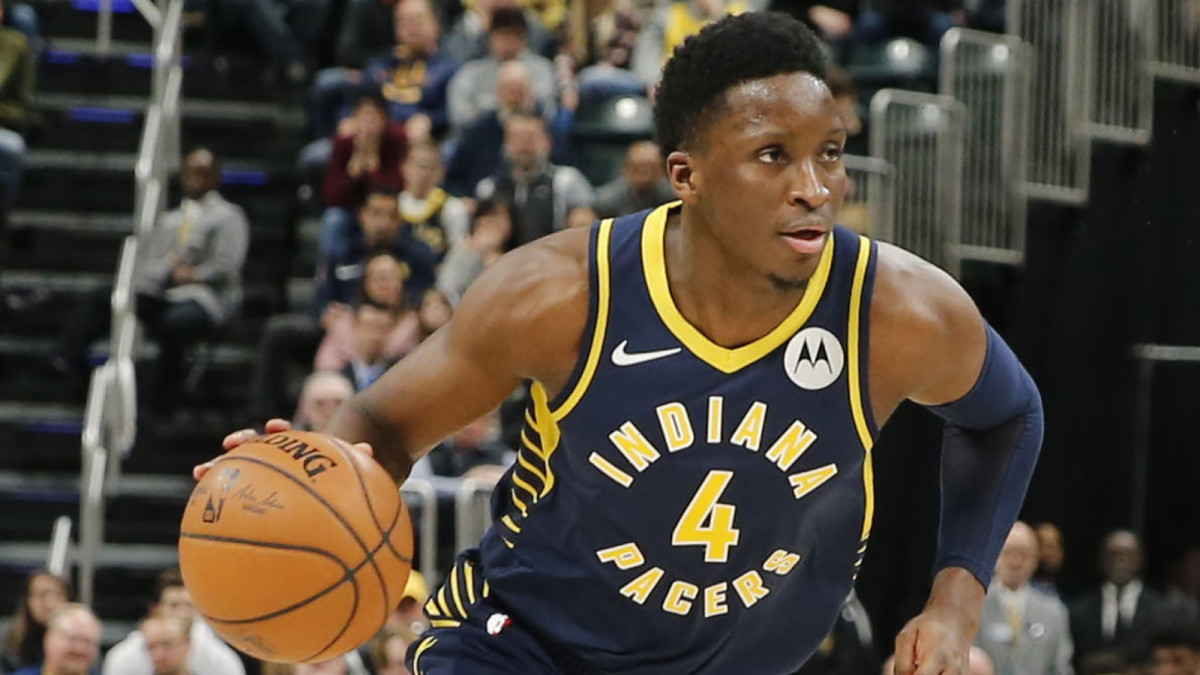Victor Oladipo plays against the Charlotte Hornets in January 2019.